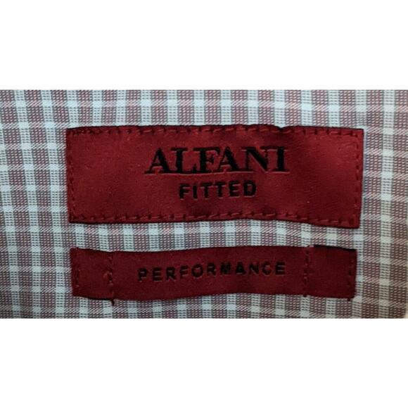 Alfani Dress Shirt Mens L 16 32-33 Pink Fitted Performance Check Button Down - Picture 3 of 7